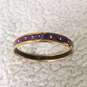 Hermès Red White & Blue Narrow Enamel Bangle Bracelet